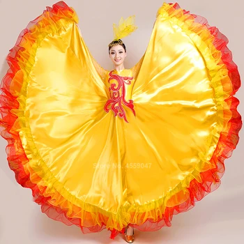 Nauja Flamenko Šokių Sijonai Ispanijos Karnavalas Naudingumo Drabužių, Kostiumų Čigonų Sijonas Moteris Nėrinių Bigdance Ispanija Choras Suknelė