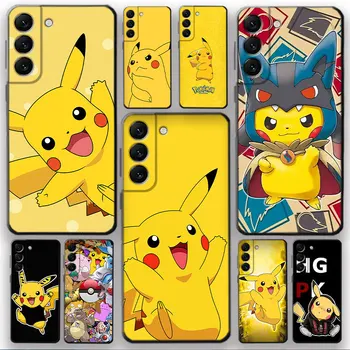 Pokemon Pikachu Shell Atveju, Samsung Galaxy S10 S8 S21 S7 S10e S22 Ultra 5G S21 Plius S20 FE S9 S10Plus Juodas Minkštas Viršelis