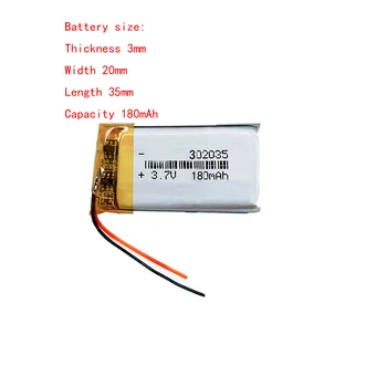 Įkraunama ličio li jonų polimerų baterija 3.7 V 180mAh 302035 Su PCM GPS LED šviesos Tachografo Automobilių DVR 