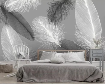 wellyu Individualų didelės freskos šiuolaikinės Šiaurės šalių plunksnų abstraktusis menas, sienų gyvenimo kambario, miegamasis 3D tapetai Papel de parede