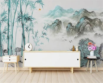 beibehang Naujas Kinijos nuotaika anotacija anotacija rašalo kraštovaizdžio bambuko kambarį ultra šilkiniai tapetai, fone, tapybos behang