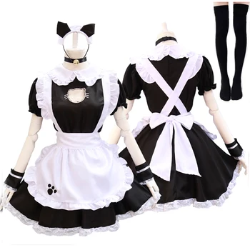 2021 Nauja Juoda Cute Kačių Lolita Tarnaitė Dress Kostiumai Cosplay Kostiumas Mergaitėms Moteris Padavėja Tarnaitė Šalies Scenos Kostiumai Suaugusiems