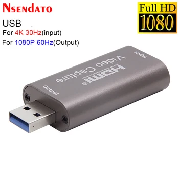 4K 1080P USB Video Capture Card USB 2.0 HDMI Video Grabber Įrašyti Dėžutė su kilpa Audio PS4 Žaidimas DVD Įrašymo Live Transliacijos