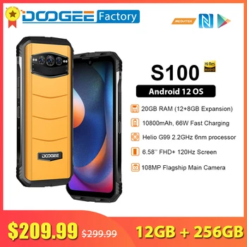 DOOGEE S100 12 GB 256 GB pagrindinis Išmanusis telefonas 10800mAh 66W Greitai Įkrauti 108MP Tvirtas Mobilusis Telefonas, 6nm Octa Core Android mobiliųjų Telefonų 12