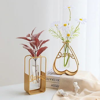 Kūrybos paprasta hydroponic mažos vazos, papuošalai ju raudona vėjo kambarį netikrą gėlių vazos, stalo papuošalai Geležies menas