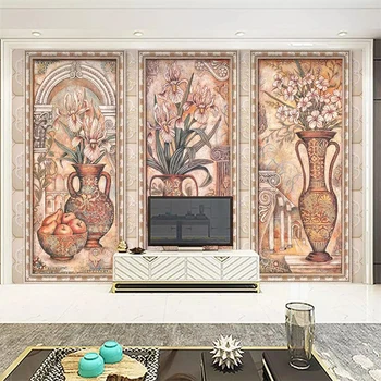 beibehang Užsakymą tapetai 3d Europos retro stiliaus vaza aliejaus tapybai kambarį TELEVIZIJOS parduotuvę fone sienų tapyba-freskos 3d