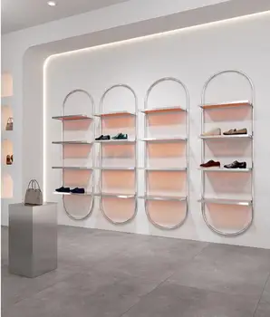 Nerūdijančio plieno, akrilo lentynas drabužių parduotuvė sienos tvirtinama batų krepšys display rack