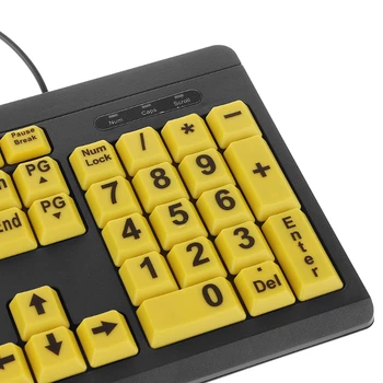 Didelis Juodas Laiškas Spausdinti Geltoną Mygtuką USB Laidinė Klaviatūra Vyresnio amžiaus ir Žemos Vizija