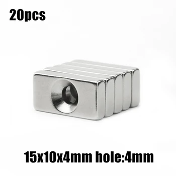 20pcs 15x10x4mm skylė:4mm Blokuoti NdFeB Neodimio Magnetas N35 15x10x4-4 mm Super Galingas Nuolatinio Magnetinio