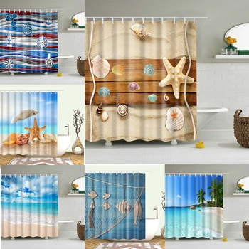Sunshine Beach Bangų Dušo Užuolaidos Inkaro Spausdinti Vandeniui Vonios kambarys Dušo Užuolaidų, Namų Dekoro cortina de la ducha