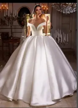 Verngo nuo Peties Geros Kokybės Satin A-Line Wedding Dresses Vestuvinės Suknelės Vestido de noiva Užsakymą Chape Traukinys