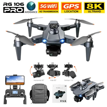 RG106 Pro Drone 8K Profesionaliais GPS 3KM RC Quadcopter Su Dual Camera Dron 3 Krypties Brushless 5G WiFi Fpv Sraigtasparnis Žaislai, Dovanos