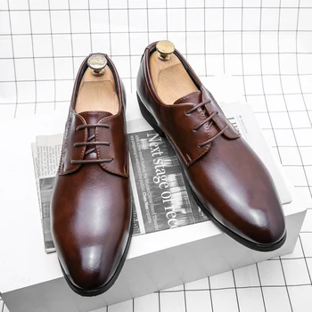 Aukštos kokybės vyriški batai 2023 naujas low-top atsitiktinis nurodė, odiniai batai klasikinis Britų prabangių verslo suknelė Oksfordo bateliai
