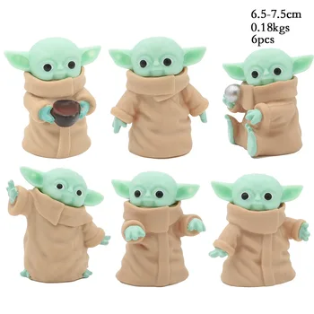 Anime 6Pcs/Set Kūdikių Yoda Grogu Mandalorian Veiksmų Skaičius, Žaislai Yoda Kolekcijos Lėlės Darth PVC Veiksmų Skaičius Kalėdų Dovana
