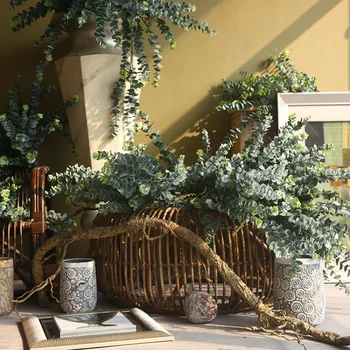 82cm Dirbtinis Eukalipto Žaliųjų Augalų Vestuvių Dekoravimas Gėlių kompozicijų Retro Pinigų Lapų Namų Kambarį Apdaila
