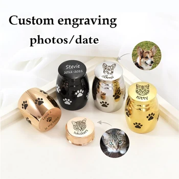 Nerūdijančio plieno naminių gyvūnėlių kremavimo balsuokite foto individualų gyvūnų atminimo pelenų jar mažas laidotuvių atminimo balsuokite asmeninį customizati