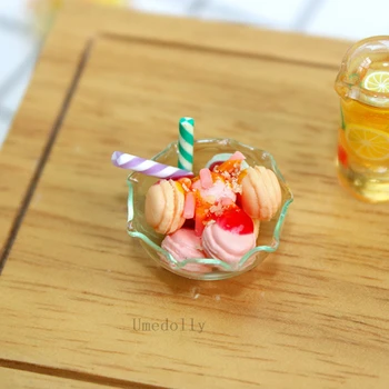 1PCS 1/12 Miniatiūriniai Lėlių Pochlebca Macaron Desertas Modelis BJD Blyth Lėlės Maisto Apsimesti Žaisti Mini Virtuvės Reikmenys Žaislas