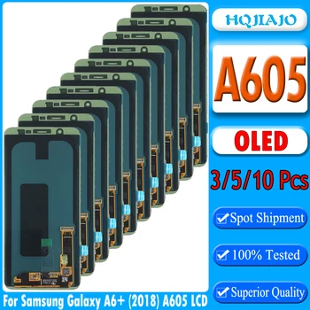 3/5/10VNT OLED Samsung Galaxy A6 Plius 2018 A605 LCD Ekranas Jutiklinis Ekranas skaitmeninis keitiklis Samsung A6 Plius LCD A6+ SM-A605F