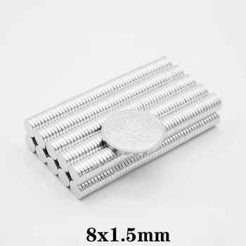 20PCS 8x1.5 mm apvalaus Maži Magnetai, stiprūs 8mmx1.5mm N35 Neodimio Magnetas diskas Dia 8x1.5mm Nuolatinis NdFeB Magnetas 8*1,5 mm