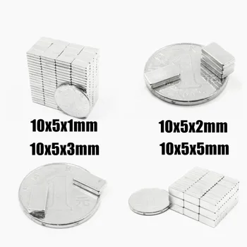 10 50 100VNT Stačiakampio formos Magnetas 10x5x1 10x5x2 10x5x3 10x5x5 mm Aikštėje Retųjų Žemių Galingas Neodimio Magneto Magnetinio 5mm, 10mm