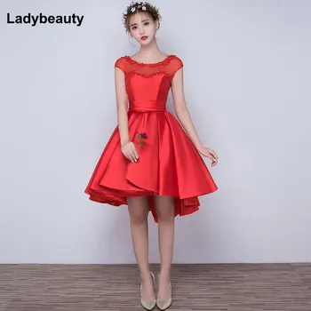 Vakaro Suknelės Aukštas Žemas Naują Atvykimo Appliques Brangioji Prom Dresses Trumpas Elegantiškas Raudonas Oficialią Šalies Suknelė Plius Dydis