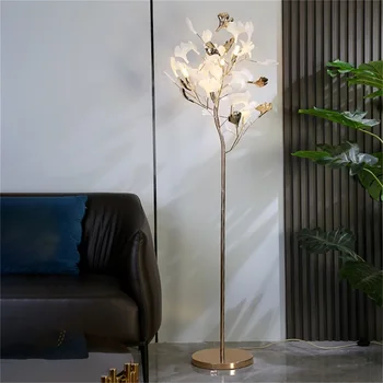 TEMAR Šiaurės Kūrybos Grindų Lempos Ginkgo Gėlės Formos Šviesos Modernios LED Dekoratyvinis Namų Gyvenamasis Kambarys