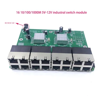 1000M jungiklis Nevaldomas 16port 10/100/1000M industrial Ethernet switch module PCBA valdybos OEM Auto jutimo Uostuose