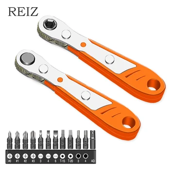 REIZ Reketas, Universalus Raktas Atsuktuvų antgaliai Rinkinys 25mm 1/4 Colių Magnetinio Lizdas Dvigubas Kryptimis Perjungti Įrankių Remonto Įrankiai