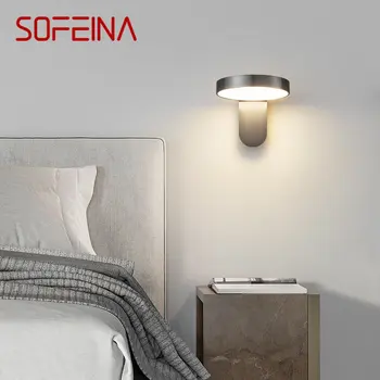 SOFEINA Šiuolaikinės Vario Siena Šviesos diodų (LED) 3 Spalvų Paprasta Kūrybos Žalvario Sconce Lempa Namų Miegamojo Lovos Studijų Kambario Dekoro