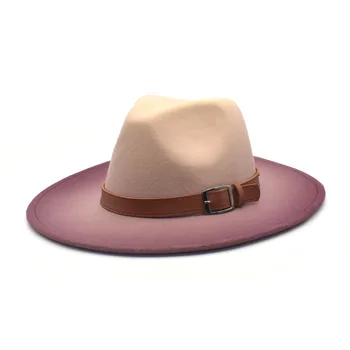 Kaklaraištis dažyti fedora skrybėlę džiazo skrybėlę kaubojaus skrybėlę Bžūp Kaubojus Žiemos Fedora Skrybėlę Didelis Kraštų Vyrų Džiazo Skrybėlės Dviejų spalvų Britų Skrybėlę 2021