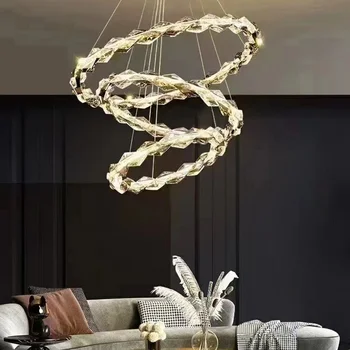 Šviestuvai Modernus žiedas crystal led už laiptai villa gyvenamasis kambarys, virtuvė, stačiakampio aukso loft kabinti šviesos šviestuvas Žibintas