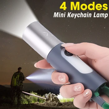 Nešiojamų Mini LED Žibintuvėlis XPE COB Žibintuvėlis 4Modes USB Įkrovimo Stiprios Šviesos Žibintuvėlis Taktinis Lauko Kempingas Fakelas