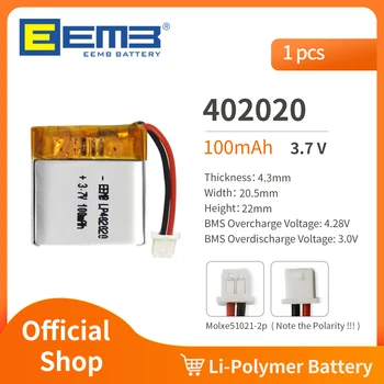 EEMB 402020 3.7 V 100mAh Baterija Įkraunama Ličio Polimero Baterija Skirta Dashcam,Žibintuvėlis, 
