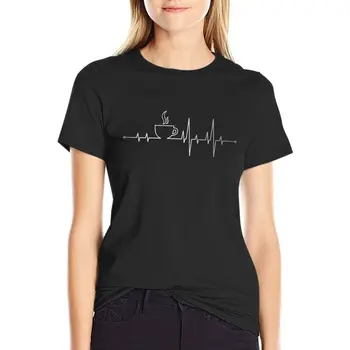 Kavos širdies Plakimas T-Shirt juokingi marškinėliai grafinis t Negabaritinių marškinėliai t-shirt, t marškiniai Moterims, palaidi tinka