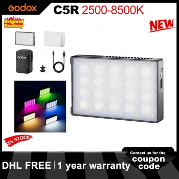 Godox C5R Knowled RGB Kūrybos Šviesa 2500-8500K 5W Nešiojamas Mini Pocket RGB Vaizdo Apšvietimas DSLR Fotoaparato Šviesos Vlogging Gyventi