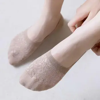 Valtis kojinės moterų nematomas anti-slip anti-rudenį, pavasarį ir vasarą plonas skirsnio grynos medvilnės grynos medvilnės tinklelio seklių burną kojinės