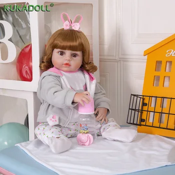 Modeliavimo Visą Silikono Reborn Baby Doll 19Inch 48CM Minkšto Vinilo Su Triušio Kostiumas Mergaitėms Vaikiška Dovana Kalėdų Dovanos