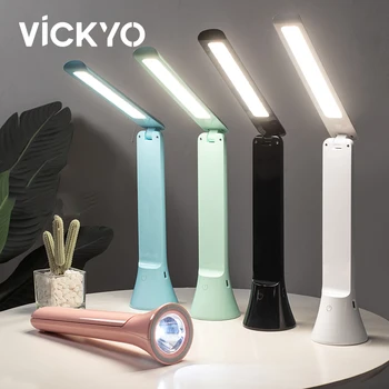 VICKYO 2IN1 LED Nakties Šviesos Įkrovimo Daugiafunkcinis Stalo Lempos Pagalbos Fakelas 3Colour Pritemdomi Akių Apsauga Skaitymo Šviesa