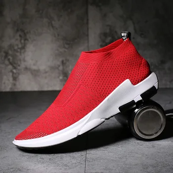 2023 Karšto pardavimo Raudonos spalvos vyriškų Kojinių Sportbačiai Kvėpuojantis Vaikščiojimo Batai Lengvi Paslysti ant Sneaker Vyrai Bėgiojimas Laisvalaikio Sportiniai Bateliai Vyrai