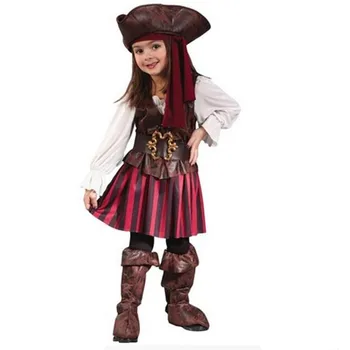 Helovinas Merginos Elis Piratų Kapitonas Cosplay Kostiumas Vaikams Purim Karnavalą Šalis Suknelė Karibų Piratų Kapitonas Drabužiai