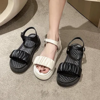 Sandalai moteriška 2023 naujas pavasarį ir vasarą vienas dirželis plokščiadugnis sandalai nemokamas pristatymas batai