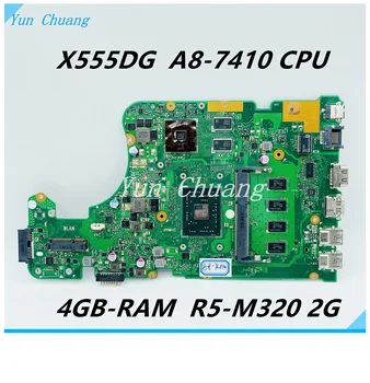 X555DG Plokštė rev2.0 Asus X555Y X555YI X555V X555DG Nešiojamas plokštė X555DG Mainboard bandymo 100% GERAI, 4GB RAM, CPU A8