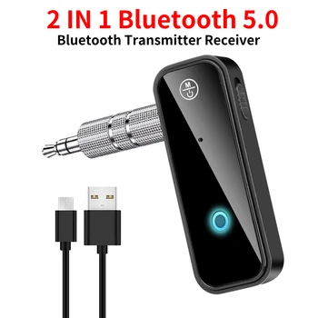 Bluetooth 5.0 Siųstuvas, Imtuvo 2 in1 Belaidžio ryšio Adapteris, 3,5 mm Audio Stereo AUX Adapteris, Skirtas Automobilių Audio Muziką laisvų Rankų įranga laisvų Rankų įranga