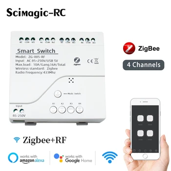 4CH Wifi Zigbee Smart Switch Namų Variklio Valdiklis DC 12V 24V RF433 Nuotolinio valdymo 4 Kanalų Virsta Impulso perdavimą Alexa, Google 