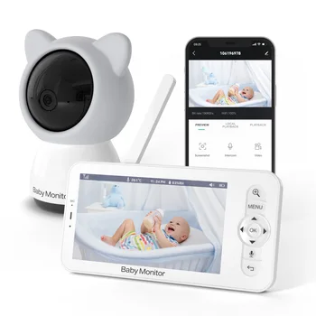 WOUWON Kūdikio stebėjimo Babyphone Vaizdo Kūdikių Kamera Bebe Auklės HD 5 Colių LCD dvipusis Ryšys PTZ Lopšines Naujų Gimęs