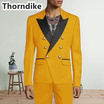 Thorndike 2021 Naujausias Dizaino Sidabro Piko Atvartas Vyrų Tiktų Rožinė Custome Homme Mados Švarkas Slim Fit 3 Dalių (Švarkas+Liemenė+Kelnės)