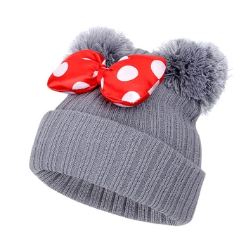 Rudens/Žiemos Vaikai Megzti Skrybėlę Mickey Mielas Vaikai Siūlų Kamuolys Ausies Išlaikyti Šiltą Kepurę Storas Megztinis Bžūp