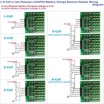 3.7 V 4.2 V 12 V Li-ion/Polimeras 3.2 3.6 V V LiFePO4 Multi-cell Baterijos Įkrovos Pusiausvyros BMS Apsaugos Modulis