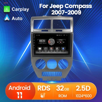 Android 11 Auto Automobilis Pažangi Sistema, Vaizdo Grotuvas Carplay Už Jeep Compass 2007 2008 2009 GPS Navigacija Stereo Radijo BT FM