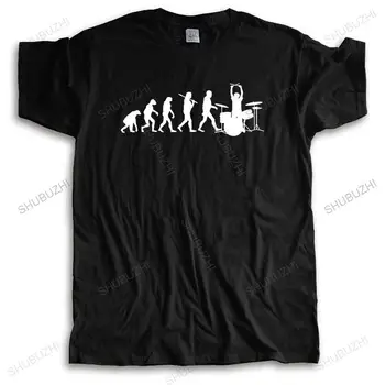 Nauji marškinėliai black viršūnes vyrų Evoliucija, Būgnininkas, Vyrai Juokinga Būgnais T Shirts Shubuzhi Prekės Medvilnės marškinėliai Lašas Laivybos